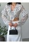 White Polka Dot Tie-Front Chiffon Crop Blouse - 5