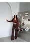 Brown Belt Detailed Pleated Palazzo Trousers - 4
