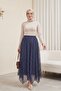 Elastic Waist Asymmetrical Cut and Lined Chiffon Skirt - Dark Blue - 3
