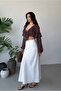 White Long Satin Skirt with Elastic Waistband