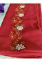 Elegant Flower Pattern Embroidered Crepe Fabric Prayer Cover, Dowry Mevlit Headscarf Without Needlework - 5