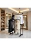 Double Pole Telescopic Clothes Hanger Rack, Black, - 3