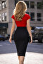 Women's Short Sleeve Double Breasted Collar Crepe Midi Dress (Without Belt) - 7