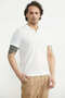 Ribbed Polo Collar Zipper T-Shirt - White - 2