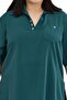 Plus Size Petrol Green Blouse with Button and Placket Detail on the Collar and Sleeve Epaulettes - 5