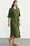 Short Sleeve Crepe Shirt Dress - Khaki - 3