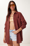 Oversize Basic Muslin Shirt Lmx0002 Dark Taupe - 3