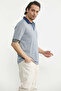 Polo Collar Textured T-Shirt with Pockets - Navy Blue - 2