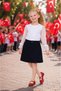 Girl's Blouse and Skirt Set Black and White – Stylish Combination for Ages 5-13