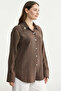 Tencel Pearl Detailed Comfortable Fit Shirt - Brown - 3