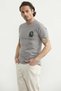 Palm Tree Printed Basic Short Sleeve T-Shirt - Gray - 3
