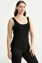 Thick Strap Cotton Ribbed Basic Undershirt - Black - 4