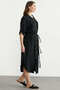 Short Sleeve Crepe Shirt Dress - Black - 4