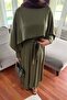 Cape Detailed Dress Khaki - 3