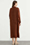 Linen Look Flowy Shirt Dress - Brown - 6