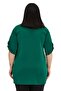 Plus Size Emerald Green Blouse with Button and Placket Detail on the Collar and Sleeve Epaulettes - 3