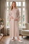 New Season Mink Summer Full Length Lace Design Short Sleeve Maternity Maternity Dressing Gown Nightgown Set of 2 - 3