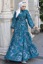 Patterned Hijab Jessica Dress B587 Petrol