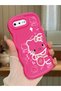 iPhone 7 Plus Compatible Shockproof Simple Red Silicone Phone Case Hello Kitty Pattern