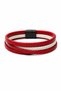 Genuine Leather Red and White Men's Bracelet with 3-Piece Design and Knitted Detail with Magnetic Lock - 2
