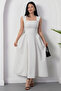 Square Neck Tie Back Polka Dot Dress Grs3950 - 4