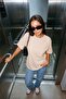 Women's Beige Oversize T-Shirt Cotton Crew Neck Short Sleeve - 2