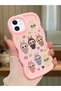 iPhone 12 Compatible Shockproof Simple Pink Silicone Phone Case Labubu Pattern