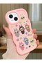 iPhone 15 Plus Compatible Shockproof Simple Pink Silicone Phone Case Labubu Pattern