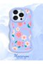 iPhone 14 Pro Max Compatible Shockproof Simple Blue Silicone Phone Case Flower Pattern - 2