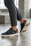 Men's Casual Shoes - Canvas and Leather Detailed