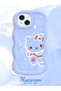 iPhone 14 Plus Compatible Shockproof Simple Blue Silicone Phone Case Hello Kitty Pattern - 2