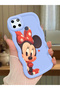 Realme C25Y Compatible Shockproof Simple Blue Silicone Phone Case Minnie Pattern