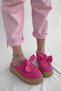 Donatella Fuchsia Suede Bow Detail High Sole Women's Slippers
