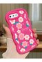 iPhone 8 Plus Compatible Shockproof Simple Red Silicone Phone Case Flowers Pattern