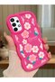 Samsung Galaxy A73 Compatible Shockproof Simple Red Silicone Phone Case Cover Flower Pattern