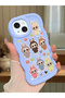 iPhone 13 Compatible Shockproof Simple Blue Silicone Phone Case Labubu Pattern
