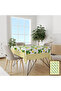 Kare Plaid Border Lemon Patterned Linen Effect Seamless Tablecloth