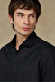 Costa Linen Cotton Linen Blend Comfort Fit Black Classic Collar Men's Plain Shirt - 4