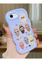 iPhone Se 2022 Compatible Shockproof Simple Blue Silicone Phone Case Labubu Pattern
