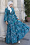 Patterned Hijab Jessica Dress B587 Petrol - 4