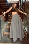 Women's Belle Plaid Maxi Skirt Black – High Waist, Zipper Closure - 2
