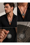 Men Women Black Steel Double Sided Dual Prayer Pendant Ayetel Kursi Engraved Round Medallion Necklace Spiritual Protection Jewelry - 2