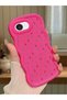 iPhone 16E Compatible Shockproof Simple Red Silicone Phone Case Flower Pattern