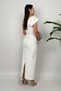 Women's White Off-Shoulder Stone Detail Slit Maxi Pencil Dress - 5