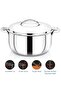 Flavio Stainless Steel Hot Pot Casserole 1000ML | Steel Finish - 3