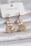 Steel Gold Color White Pearlescent Clover Silvery Butterfly Figure Women's Earrings - 2