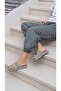Lunella Double Gold Buckle Detailed Women's Slippers Genuine Leather Daily Vision Suede - 5