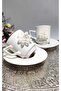 Cream Flower Motif 2-Piece Porcelain Cup Set - 2