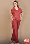 Women's Viscose Pajama Set Short Sleeve V-Neck Comfortable Fit Patterned Bottom Top Set Summer Light Pajamas M-L-Xl Size 12685 - 5