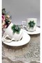 Set of 2 Porcelain Cups with Emerald Green Floral Motif - 3